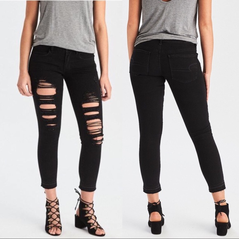 Aeo distressed jegging crop jeans